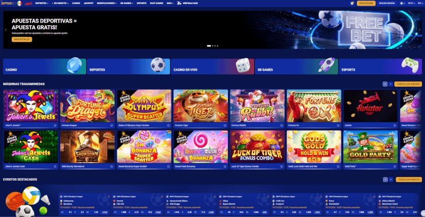 Página web de SapphireBet